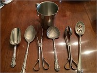 7  piece sterling utensils and holder
