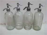 Four Vtg Seltzer Bottles 12" Untested