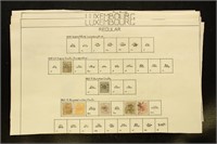 Luxembourg Stamps Used and Mint hinged on old page