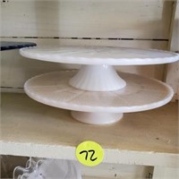 TWO MILK GLASS CAKE STANDS