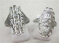 Lot of 2 Ornate Sterling Silver Rings