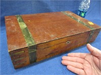 vintage wooden box - brass trim