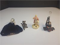4x Vintage figurines pewter squirrel, John
