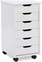 Linon 6-Drawer Wood Storage Cart  White Wash
