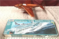 Wooden Model Fighter Plane & USS Nimitz Model