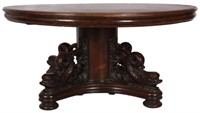 60 in. Oak Dolphin Dining Table w/ 12 Leaves