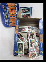 BOX OF BASKETBALL CARDS W/ PERFORATED CARDS INSIDE