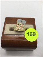 10K 3-TONE GOLD RING WITH BUTTERFLY DESIGN - SZ 5
