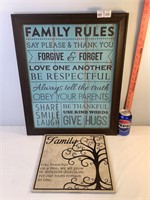 Family Rules Pict & Family Slate Piece