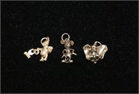3 Small Disney Sterling Silver Charms