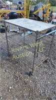 Rolling wire rack 36 inches wide 24 inches deep