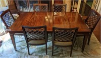 BERNHARDT DINING TABLE WITH BRASS CAP 8 CHAIRS