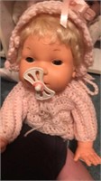 Pink crochet crawling doll