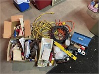 Assorted electrical cords, small tools etc