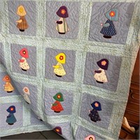 Hand Sewn Square Dutch Girl Pattern Quilt