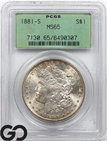 1881-S Morgan Silver Dollar, PCGS MS65 * Old Green