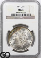 1884-O Morgan Silver Dollar, NGC MS65 ** RAINBOW