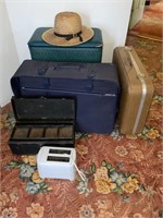 Vintage toolbox ,toaster clothes hamper and