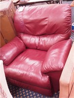 Deep burgundy leather oversized recliner