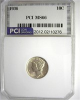 1936 Dime PCI MS66