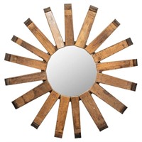 Modern Rustic Starburst Wood Wall Mirror