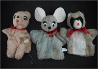 3 Mary Meyer Puppets Plush Raccoon Mouse Bear