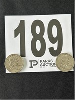 (2) Franklin Silver 1/2 Dollars(CASH ONLY)