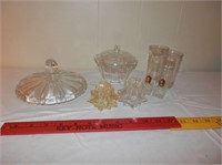 8-Asst cear glass items - S & P shaker