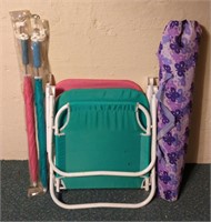 SHIANCO Beach Chairs w/ Umbrellas & Lodge Chair