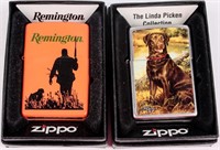 2 Official Remington & Linda Picken Zippo Lighters