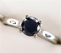$2475 14K  Black Diamond(1ct) Diamond(0.02ct) Ring