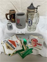Lowenbrau mugs, 3 Misc Steins, Mini Stein, Labels