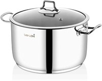 Saflon Stainless Steel Stock Pot with Glass Lid