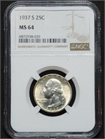 1937-S Washington Silver Quarter NGC MS64