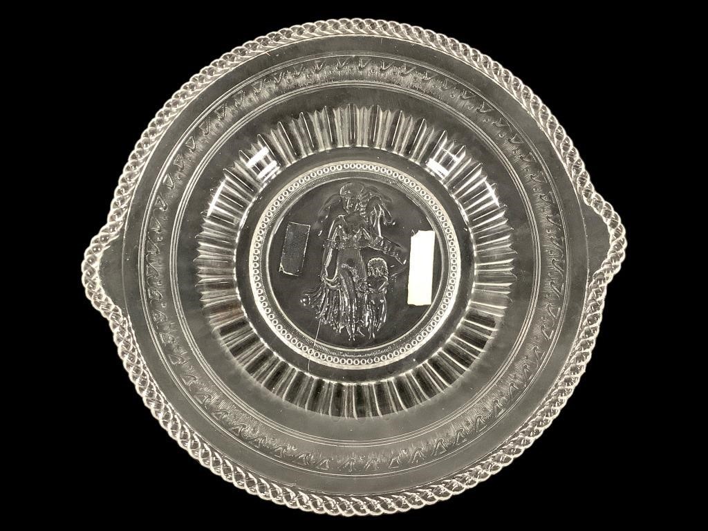 EAPG Clear Plate w Image of Venus & Cupid 10.5"