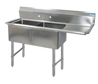 STAINLESS STEEL 2 COMPARTMENT SINK 10" RISER