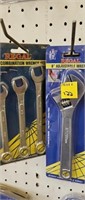 2 adjustable wrenches and 3 PC combination wrench
