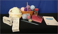 Box of Yarn, Rhinestones, Setter Knitting Needles