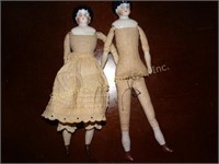 2 Vintage porcelain head, hands legs dolls