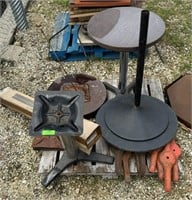 Lot of Various Cast Iron Table Base & Table Tops
