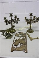 Antique Brass Lot incl Candle Holders