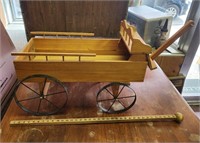 Decorative Wooden Wagon w Metal Wheels