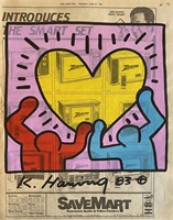 Keith Haring Original Newspaper drawing Certified