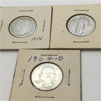 3 Silver Quarters Of 20th Century