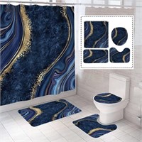 R1833  EMHOME Marble Bathroom Set, Navy Blue 72x72