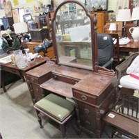 DRESSING TABLE W/ MIRROR & BENCH