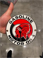 Porcelain Indian gasoline oil sign (Repro) 6" x 6"