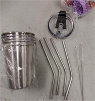 Set of 5 Stainless Steel Straws Ultra Long