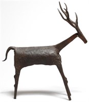 Folk Art Iron Stag or Reindeer Sculpture