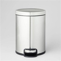 5L Round Step Trash Can Silver - Brightroom